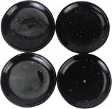 roro 5 Inch Ceramic Handmade Canape Plates, Glossy Black Speckled Set of 4