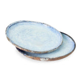 roro Handmade Ceramic Stoneware Appetizer Plates with Rustic Motif, 7 Inch Set of 2 for Appetizers
