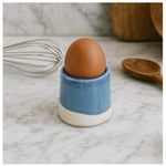 roro Handmade Ceramic Egg Cups – Set of 2, Light Blue with Dark Speckles, Small Stoneware Holders for Soft-Boiled Eggs, Dishwasher Safe