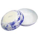 roro 8" Handmade Ceramic Bowls – Set of 2 Rustic Mykonos Collection, White & Blue Reactive Glaze, Coastal-Inspired for Pasta, Salad, Soup & Serving