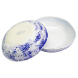roro 8" Handmade Ceramic Bowls – Set of 2 Rustic Mykonos Collection, White & Blue Reactive Glaze, Coastal-Inspired for Pasta, Salad, Soup & Serving