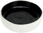 roro 12-Inch Ceramic Centerpiece Bowl, Rustic White and Glossy Black-White Speckled