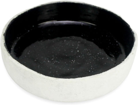 roro 12-Inch Ceramic Centerpiece Bowl, Rustic White and Glossy Black-White Speckled