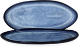 Handmade Ceramic Stoneware 11" Oval Reactive Blue Plate