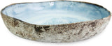 roro Modern Handmade Ceramic Centerpiece Bowl, 12 Inch Rustic Antique with Reactive Blue Inside