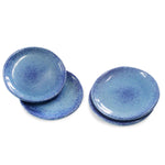 roro 5 Inch Ceramic Handmade Canape Plates, Glossy Coral Blue, Set of 4