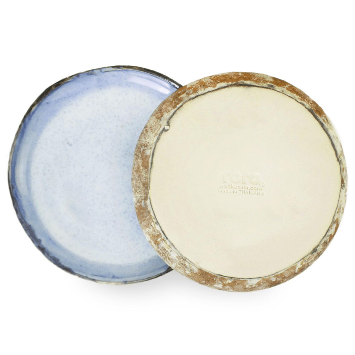 roro Handmade Ceramic Stoneware Appetizer Plates with Rustic Motif, 7