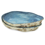 roro Canapé Plate Set of 2, Oyster Design, Reactive Blue Glaze, Microwave, Oven, and Dishwasher Safe Ceramic Serving Plate