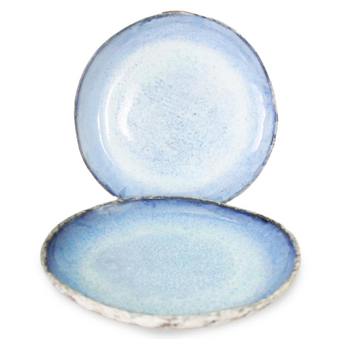 roro Handmade Ceramic Stoneware Appetizer Plates with Rustic Motif, 7 Inch Set of 2 for Appetizers