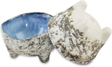 roro Artisan Crafted Blue-Gray Ceramic Dip | Suace Molcajete Bowls, 3-Legged Stoneware 4-Inch Diameter, Set of 2