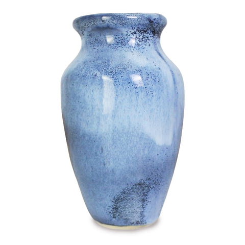 Roro Ceramic Classic Vase, 7.5 Inch, Glossy Reactive Blue Glaze, Modern Home Decor