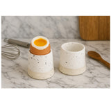 roro Ceramic Stoneware Modern Style Minimalist White Egg Topper Cup, 2.5 Inch x 2