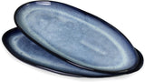 Handmade Ceramic Stoneware 11" Oval Reactive Blue Plate