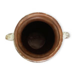 roro 11-Inch Rustic Farmhouse Ceramic Vase with Ear Handles - Handcrafted Stucco-Like Textured Brown Glaze, Anti-Slip Unglazed Base - Perfect for Tabletop Decor and Flower Arrangement