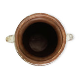 roro 11-Inch Rustic Farmhouse Ceramic Vase with Ear Handles - Handcrafted Stucco-Like Textured Brown Glaze, Anti-Slip Unglazed Base - Perfect for Tabletop Decor and Flower Arrangement
