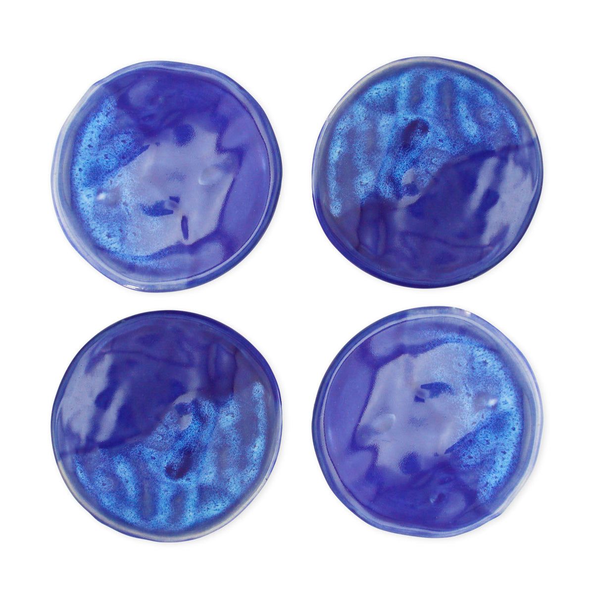 roro Ocean Blue Ceramic Single Bite Appetizer Mini Plates - Set of 4