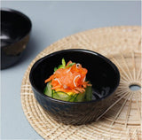 roro Handmade Glossy Black Wavetop Ceramic Canape & Sauce Bowls - 3.5 Inch Bowls Set of 2