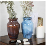 Roro Ceramic Classic Vase, 7.5 Inch, Glossy Reactive Blue Glaze, Modern Home Decor