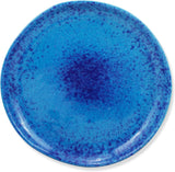 Handcrafted Ceramic Stoneware Organic Sky Blue Appetizer Plates with Dark Blue Speckles, Set of 2
