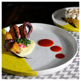 roro 10.5 Two-Tone Lemon Yellow Ceramic Plates with Lipped Edge (Set of 2) – Handmade Stoneware, Microwave and Dishwasher Safe, Dinner Plate Set