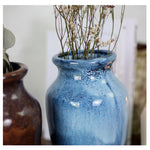 Roro Ceramic Classic Vase, 7.5 Inch, Glossy Reactive Blue Glaze, Modern Home Decor
