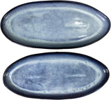 Handmade Ceramic Stoneware 11" Oval Reactive Blue Plate