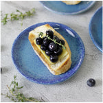 roro 5 Inch Ceramic Handmade Canape Plates, Glossy Coral Blue, Set of 4