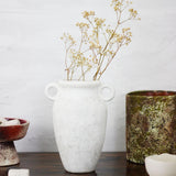 Roro Ceramic Vase with Handles, 7.5 Inches, Modern Rustic White, Freestanding