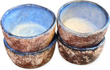roro Reactive Rough Edge Ceramic Sauce Bowl, Blue Celadon, 2.5 Inch, Round, Rustic Asian Style, Set of 4