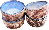 roro Reactive Rough Edge Ceramic Sauce Bowl, Blue Celadon, 2.5 Inch, Round, Rustic Asian Style, Set of 4