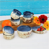 roro Ceramic Rustic Reactive Blue Coastal Beach Theme Sipper Tea Cups Set of 2, 200ml (6.5oz)