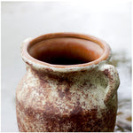 roro 11-Inch Rustic Farmhouse Ceramic Vase with Ear Handles - Handcrafted Stucco-Like Textured Brown Glaze, Anti-Slip Unglazed Base - Perfect for Tabletop Decor and Flower Arrangement