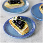 roro 5 Inch Ceramic Handmade Canape Plates, Glossy Coral Blue, Set of 4