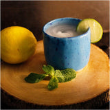 roro Coral Blue Ceramic Sipper Cups (Set of 2) - Hand Molded 8 oz Speckled Stoneware