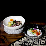 Ceramic Stoneware Hand-Molded Rustics Bowl, White color Set of 2
