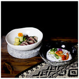 roro Ceramic Stoneware Hand-Molded Rustics Bowl, Black color Set of 2