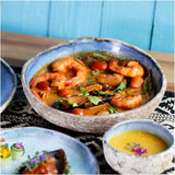 roro 8 Inch Handmade Coral Ceramic Stoneware Bowls Set of 2 - Rustic Charm, Tropical Style, Coral Blue with Rustic Textured Finish, Serving Bowls for Beach