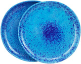 Handcrafted Ceramic Stoneware Organic Sky Blue Appetizer Plates with Dark Blue Speckles, Set of 2