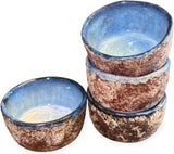roro Reactive Rough Edge Ceramic Sauce Bowl, Blue Celadon, 2.5 Inch, Round, Rustic Asian Style, Set of 4