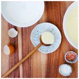 roro Ceramic Stoneware Hand-Molded Speckled Spotted Spoon Rests (Spoon Rest x 2, Lunar White)
