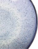 Ceramic Low Bowls, 7-inch Reactive Blue and Glossy Black, Set of 2