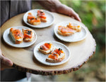 roro Ceramic Canape Plates, Set of 4, Matte White with Dark Speckles, Handmade, Hand-Glazed, Non-Toxic, 5 Inches Wide