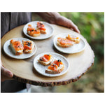 roro 5 Inch Ceramic Handmade Canape Plate, Glossy White Speckled Set of 4