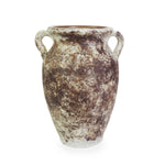 roro 11-Inch Rustic Farmhouse Ceramic Vase with Ear Handles - Handcrafted Stucco-Like Textured Brown Glaze, Anti-Slip Unglazed Base - Perfect for Tabletop Decor and Flower Arrangement