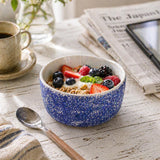 Ceramic Miso Bowl Set, Blue and White, 4.5 Inch Round, Rustic Style, Set of 2
