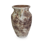 roro 11-Inch Rustic Farmhouse Ceramic Vase with Ear Handles - Handcrafted Stucco-Like Textured Brown Glaze, Anti-Slip Unglazed Base - Perfect for Tabletop Decor and Flower Arrangement