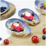 roro Canapé Plate Set of 2, Oyster Design, Reactive Blue Glaze, Microwave, Oven, and Dishwasher Safe Ceramic Serving Plate