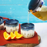roro Ceramic Rustic Reactive Blue Coastal Beach Theme Sipper Tea Cups Set of 2, 200ml (6.5oz)