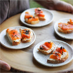 roro Ceramic Canape Plates, Set of 4, Matte White with Dark Speckles, Handmade, Hand-Glazed, Non-Toxic, 5 Inches Wide