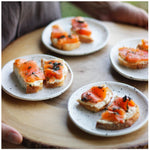 roro 5 Inch Ceramic Handmade Canape Plate, Glossy White Speckled Set of 4